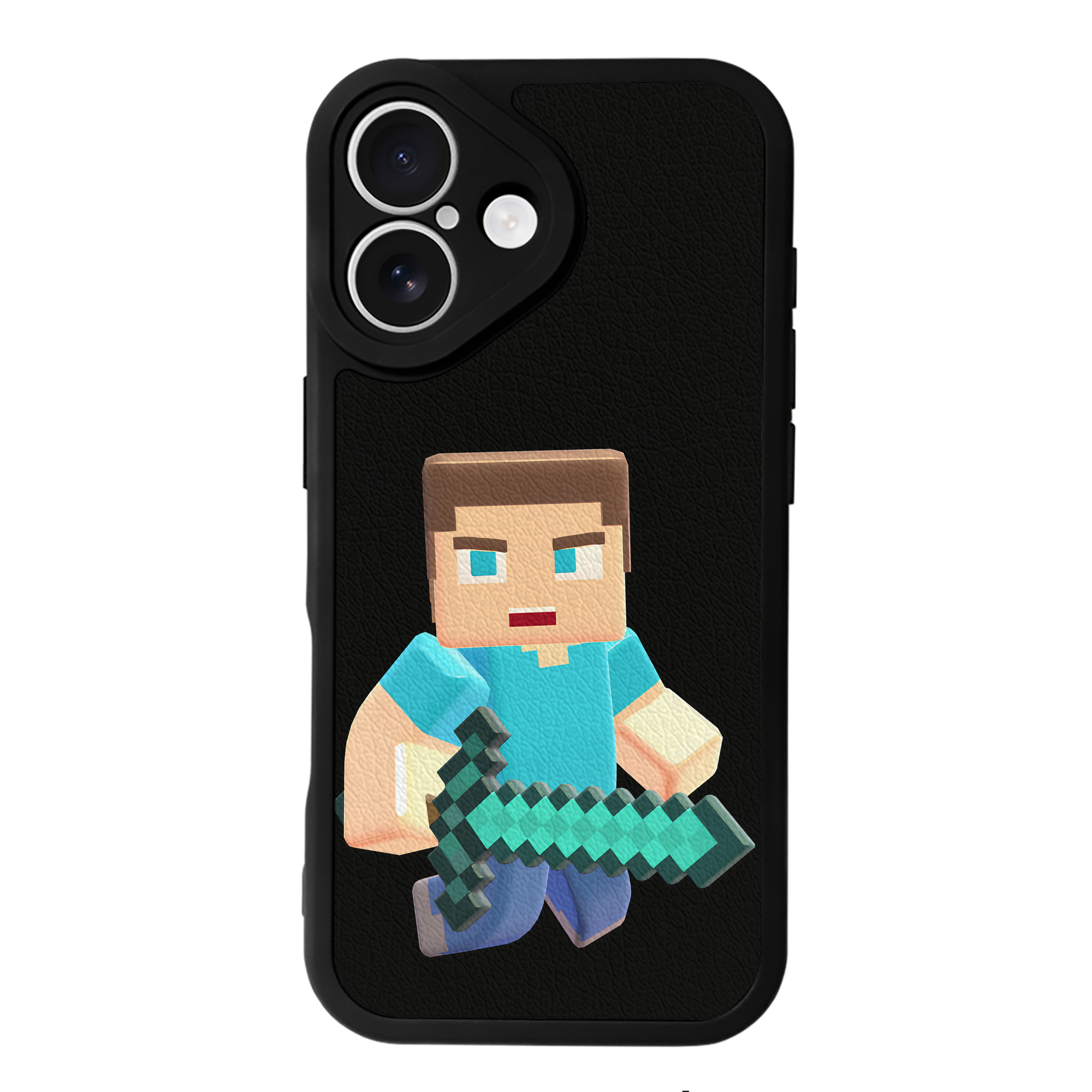 （画像用） マインクラフト ブロックの世界 Minecraft MC Block world 【iPhone 16シリーズ対応】シリコンスマホケース（レザー調） 材質：シリコン